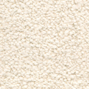 Creamy white nubby fabric texture with densely packed, rounded fibers and subtle shadowing, displaying “frag > fabric > cat. c > 61 teddy > white 61 0101”.