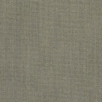 Woven fabric texture in muted gray-beige with dark gray threads, displaying a granular pattern and white label with product details.