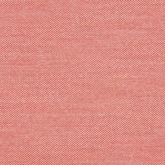 Coral-red textile with a dense grid of diamond perforations, identified as Steelcut Trio 50 526 fabric, displaying a consistent geometric pattern.
