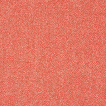 Coral-red fabric sample with dense weave texture, slight tonal variations, and printed text “frag > fabric > cat. plus > 54 melange nap > melange nap 54 521.”