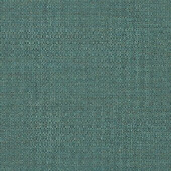 Teal woven fabric sample with heathered gray and charcoal threads, displaying a dense matte texture and product code label.