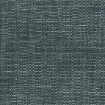 Teal woven fabric sample with grid pattern, beige threads, matte finish, linen-blend texture, Giorgetti brand label reading “damaris 5322 pino wr”.