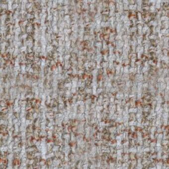 Giorgetti fabric sample, off-white tweed, heathered texture with terracotta and beige threads, visible knots, and horizontal weave lines.