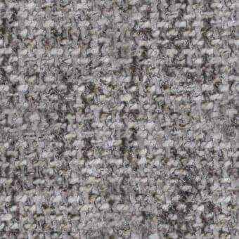 Giorgetti fabric sample, muted gray tweed, dense weave with visible warp threads and heathered texture; label reads “daydreamer 5223 fumo wr”.