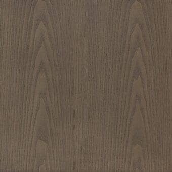 Ashwood texture with dark brown stain, matte finish, displaying prominent undulating grain and symmetrical panel composition.