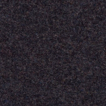 Dark gray woven fabric texture with mottled brown and beige tones, looped pile construction, matte finish, and textile designation text.