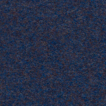 Blue textured fabric with interwoven brown and gray threads, uniform dense pile, Kvadrat Divinamd textile, even lighting, no pattern.