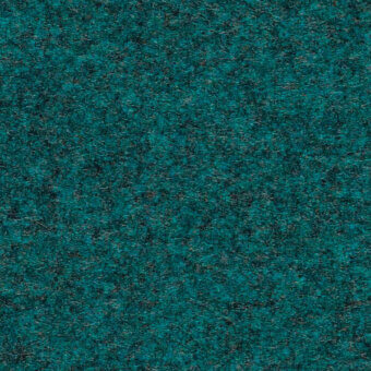 Deep teal looped pile textile with mottled tone and interspersed dark fibers, presenting a matte, granular surface texture.