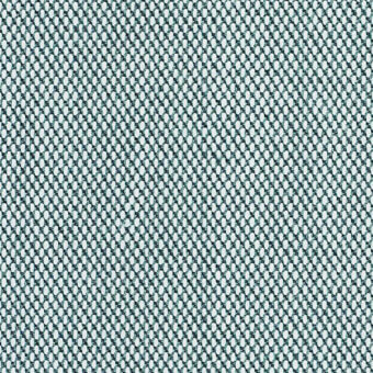 Kvadrat Steelcut Trio fabric texture, muted teal woven grid with circular elements, subtle tonal variations and diffused lighting.