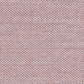 Kvadrat Steelcut Trio textile, light gray with orange and blue, dense diamond weave pattern, matte finish, durable upholstery material.