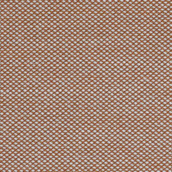 Kvadrat Steelcut Trio textile, terracotta and off-white woven fabric, dense open-grid pattern with circular nodes, Horm exclusive.