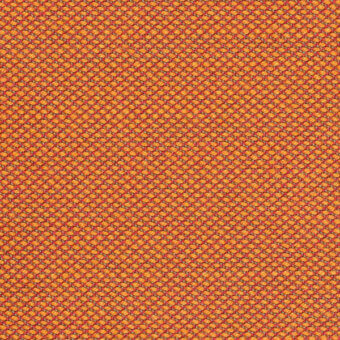 Orange textile with dense circular weave pattern, reddish-brown threads, slight sheen, and durable modern aesthetic; Kvadrat Steelcut Trio.