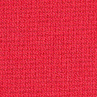 Kvadrat Steelcut Trio fabric texture in saturated red, displaying a dense woven granular pattern with subtle raised nodes and Horm branding.