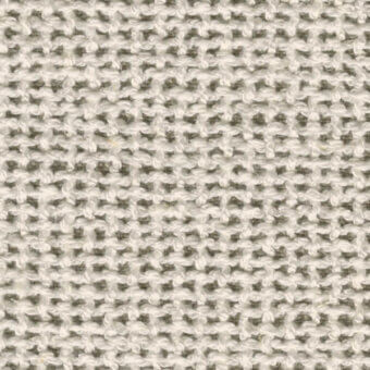 Knitted fabric texture, off-white and light gray, openwork pattern with elongated loops and woven sections.