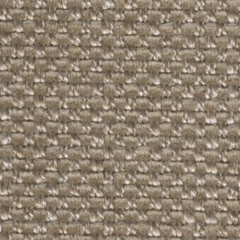 Neutral beige and brown woven textile sample with dense, irregular nubby texture; matte finish suggests linen or jute fabric.