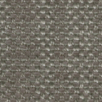 Textile sample, muted gray-brown, dense heathered weave with nubby matte texture and regular over-under pattern forming a grid structure.