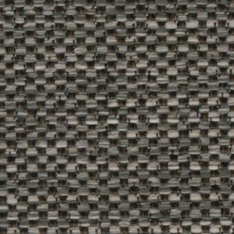 Woven textile with repeating circular pattern in muted gray and brownish-orange, exhibiting a dense grid structure and subtle three-dimensional texture.