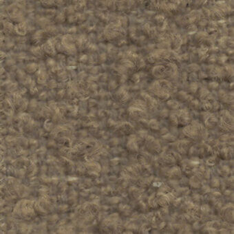 Boucle fabric texture, warm brown, dense looped pile with irregular fibers creating a soft, subtly mottled and organic surface.