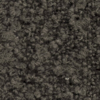 Boucle fabric texture, muted gray-brown, dense looped pile with irregular nubby surface and warm undertones, diffused lighting, gray background.