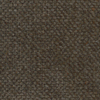 Textured fabric sample in dark grey-brown with reddish-brown flecks, displaying a dense, granular weave and subtle mottled variations.