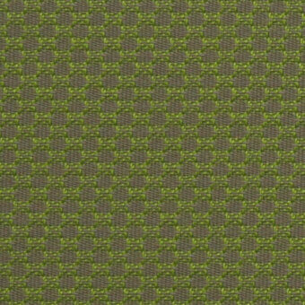 Olive green geometric textile with circular perforations woven into a grid pattern, showing a darker background, matte finish.