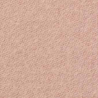 Blush pink textile sample with short pile, woven texture, and subtle mottled effect; features faint diagonal imprinted text reading “horm > vescom lani”.