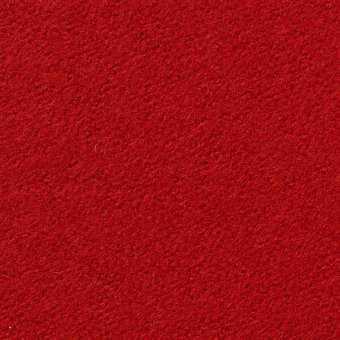 Red fibrous texture sample displaying a short pile and woven construction, with imprinted text “horm > vescom lani 7060”.