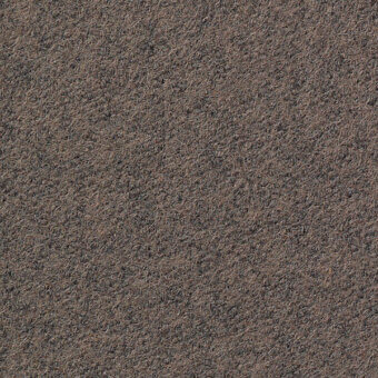 Woven textile sample in muted brown, displaying a dense fibrous texture with subtle tonal variations and imprinted product codes.