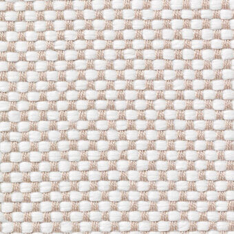 Woven textile sample, off-white and beige, with a regular grid pattern and subtle imprinted text “horm > vescom samar 7052”.