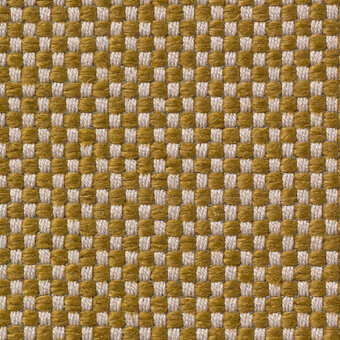 Woven textile sample, olive-gold and off-white, features a dense grid pattern with a matte finish and subtle watermark text.