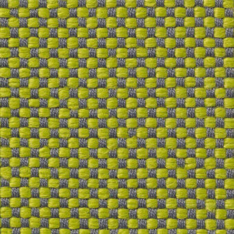 Woven texture sample, green and gray threads, regular grid pattern with square intersections, matte finish, labeled “vescom samar 7052”.