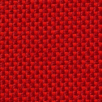 Red woven texture, square grid pattern, Vescom Samar 7052 26 fabric detail, uniform surface with subtle tonal variations and diffused lighting.