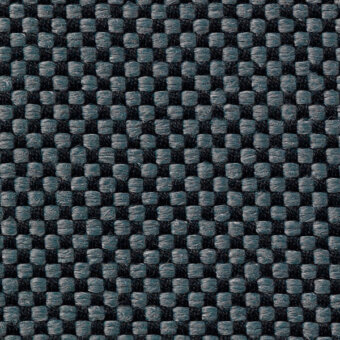 Textile sample with dark gray and teal square grid pattern, dense weave, matte finish, labeled “horm > vescom samar 7052 38”.