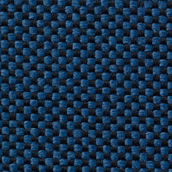 Woven fabric texture, blue and black grid pattern, tight square weave; Vescom Samar 7052 44 material sample, matte finish.