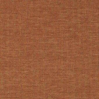 Terracotta fabric sample displaying a dense, rectilinear weave with pale yellow threads, creating a heathered, matte texture and uniform grid pattern.