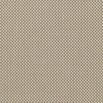Fabric sample, tan and beige woven texture, plain weave grid pattern with vertical dark warp and horizontal light weft yarns.