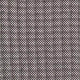 Geometric fabric sample in muted gray and beige tones features a dense, square grid weave with subtle textural variation and a matte finish.