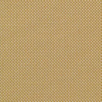 Mustard yellow woven fabric sample displaying a grid pattern with off-white threads, exhibiting a uniform texture and consistent color throughout.