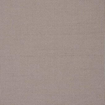 Woven fabric sample, warm gray color, uniform grid texture with square intersections, matte finish, dense and regular weave, neutral gray background.