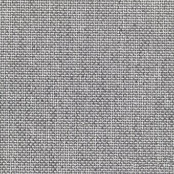 Gray woven fabric with heathered texture, displaying a dense grid pattern of small squares and rectangles, and a matte finish.