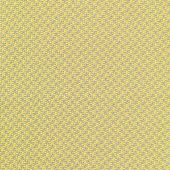 Yellow geometric fabric with a square motif weave, featuring pale gray threads and a matte, granular texture for durable upholstery.