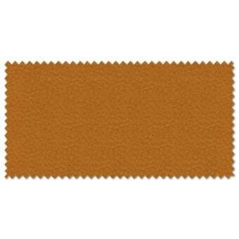 Leather-like fabric swatch in medium brown with a textured, distressed pattern and zig-zagged edge, identified as lacividina fabric 3155.