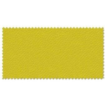 Woven fabric swatch in yellow-gold with a zig-zag edge and subtle diamond texture, labeled “lacividina” textile collection sample.