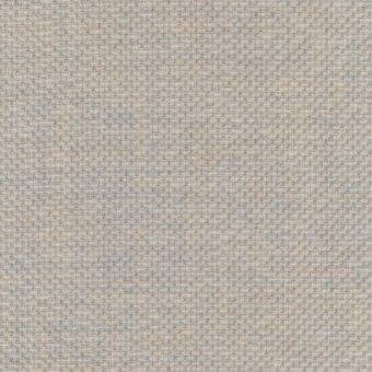 Heathered gray fabric with beige and pale blue threads, dense woven grid texture, matte finish, lacividina fabrics collection sample.
