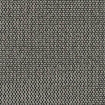 Taupe circular dot pattern textile, woven fabric sample with beige rings and charcoal centers, from lacividina’s Opera 01457.56 collection.