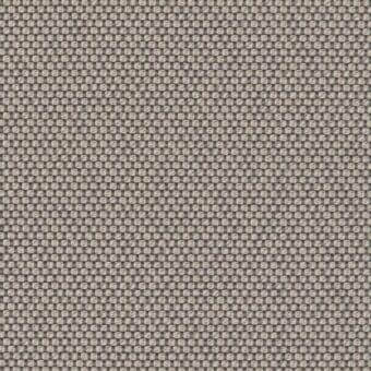 Woven fabric, gray-beige color, repeating circular nodes create a textured grid pattern with a dense, heathered appearance and raised surface.