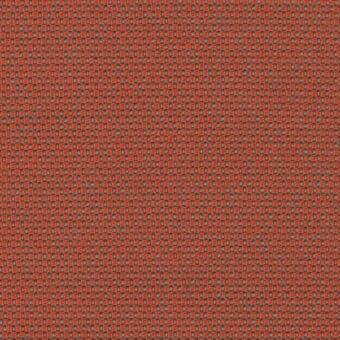 Woven textile, reddish-orange with dark gray grid, square pattern, lacividina Opera 01457.72 Clementine fabric, tight uniform weave.
