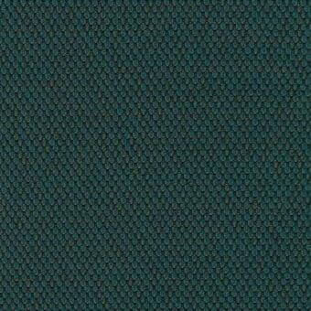 Lacividina Opera 01457.76 Smaragd fabric, teal woven textile with circular reddish-brown motifs and looped texture.