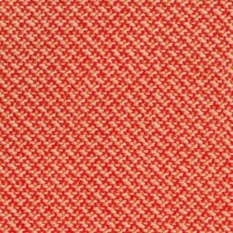 Orange woven fabric displaying a basketweave texture with color variations, dense threads, and a slightly rough, tactile quality.