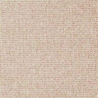 Woven fabric texture with repeating pale cream, coral-red, and pale green dots in a dense pattern, displaying a subtle sheen.